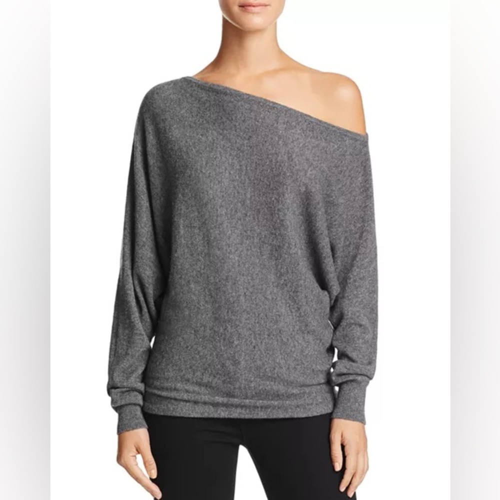Joie Helice One-Shoulder Cashmere Sweater in Grey